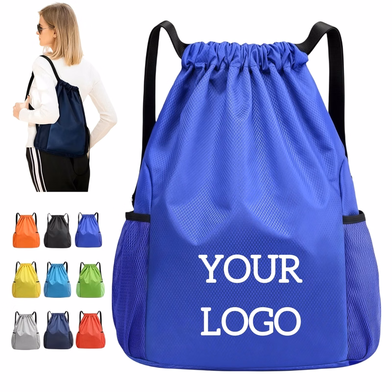Lightweight Drawstring Backpack with Pockets