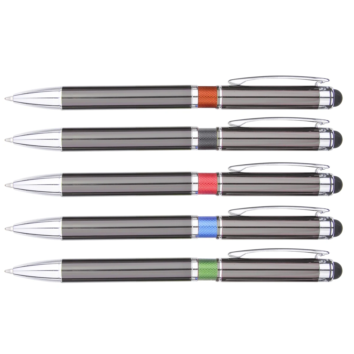 Metal premium click ball point stylus pen with color ring 1