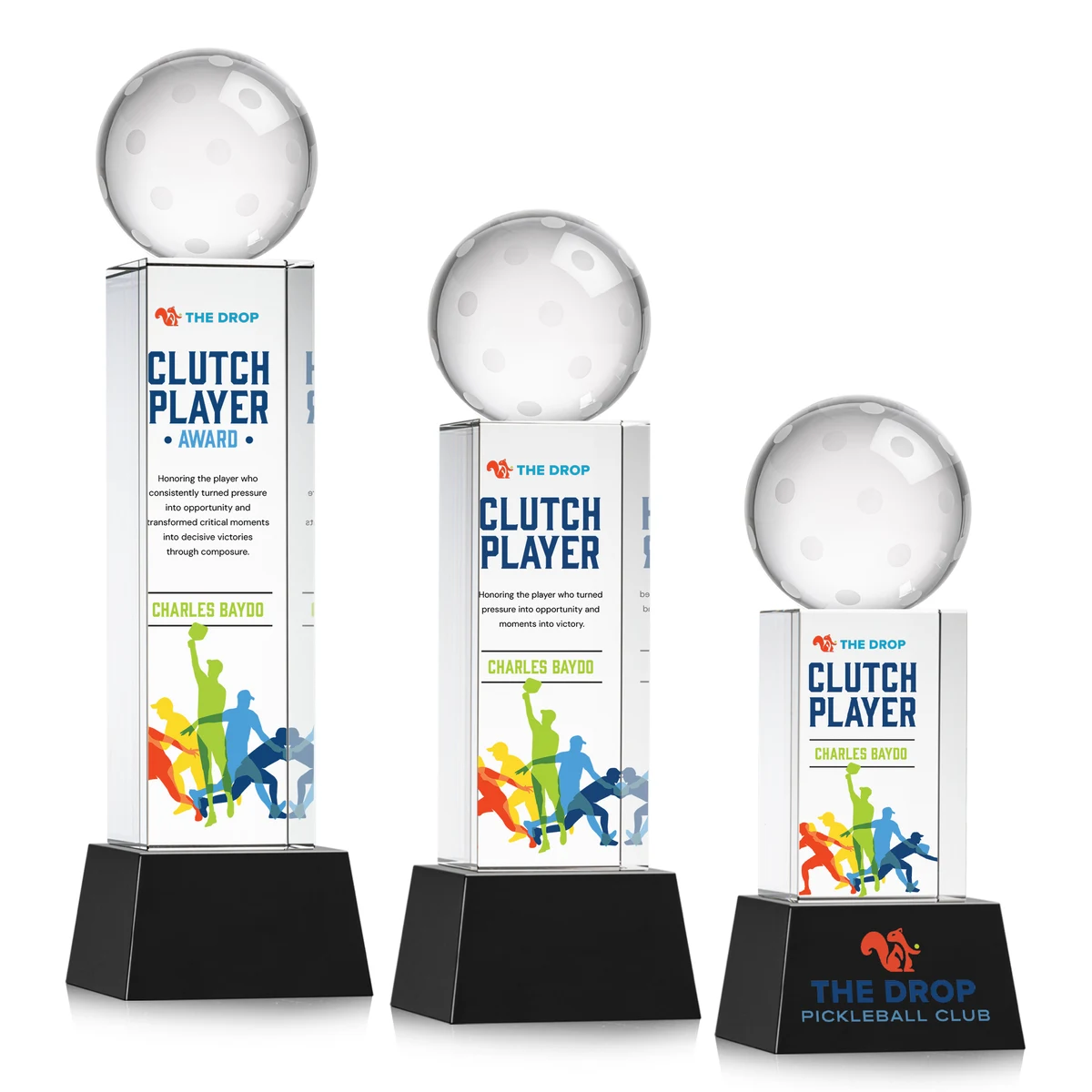 Pickleball VividPrint™ Award on Belcroft Base - Black 1