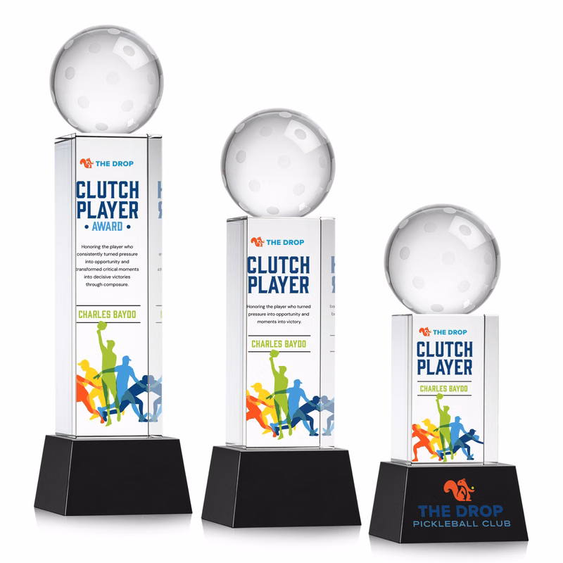 Pickleball VividPrint™ Award on Belcroft Base - Black