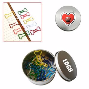 Bone Shaped Paper Clips With Tin Box