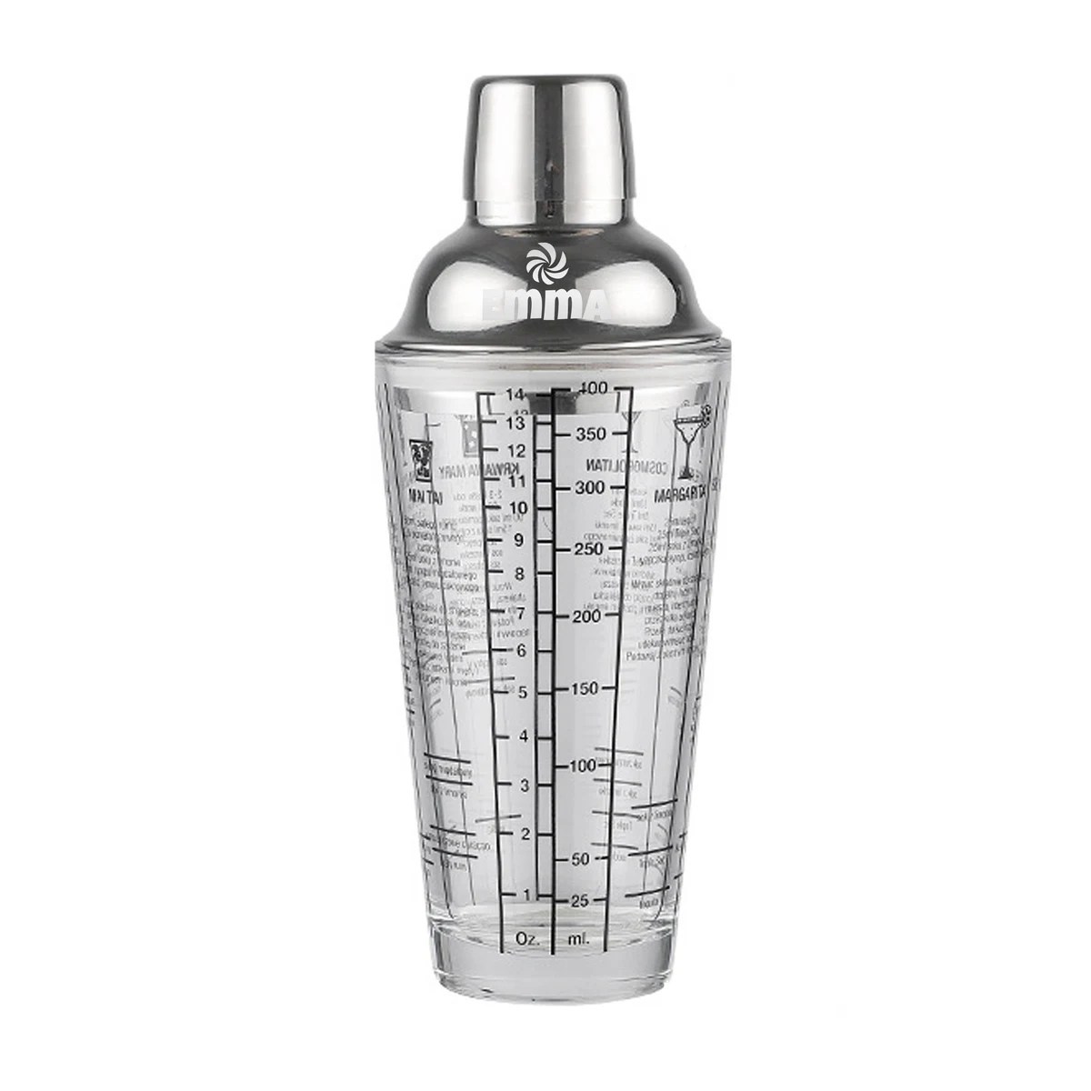 13.5oz Stainless Steel Cocktail Shaker Set w/ Glass Cup 1