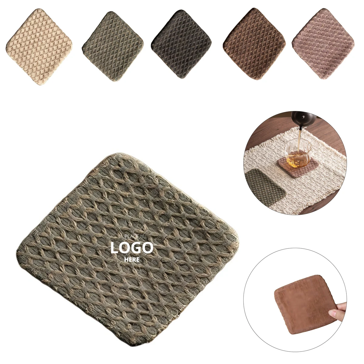 Square Cotton Linen Blend Coaster 1