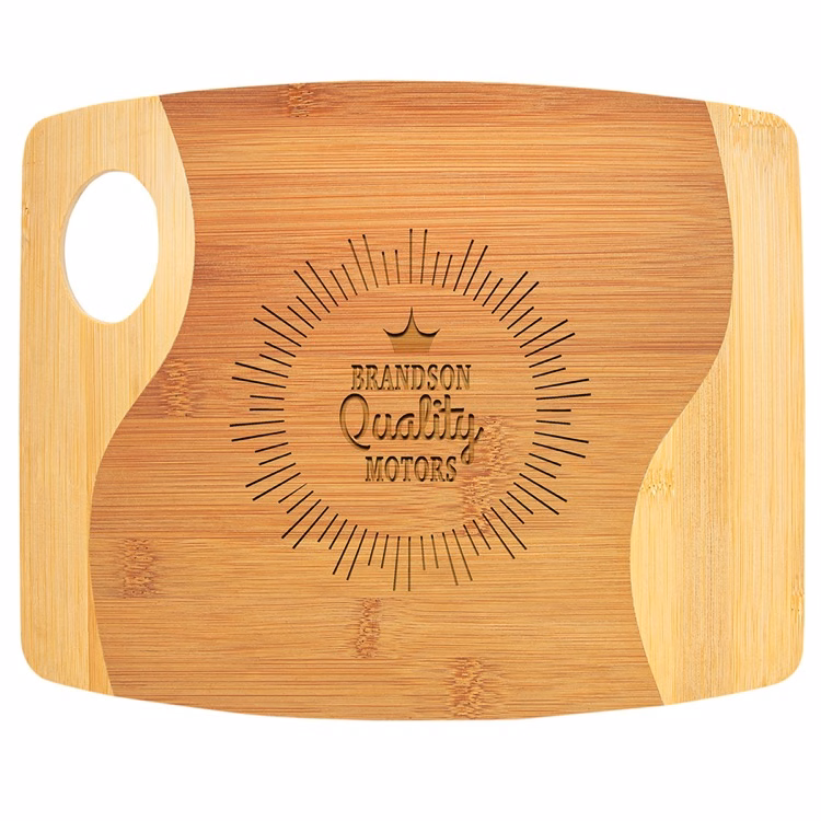 11" x 9" x 5/16" Bamboo Two Tone Cutting Board with Handle
