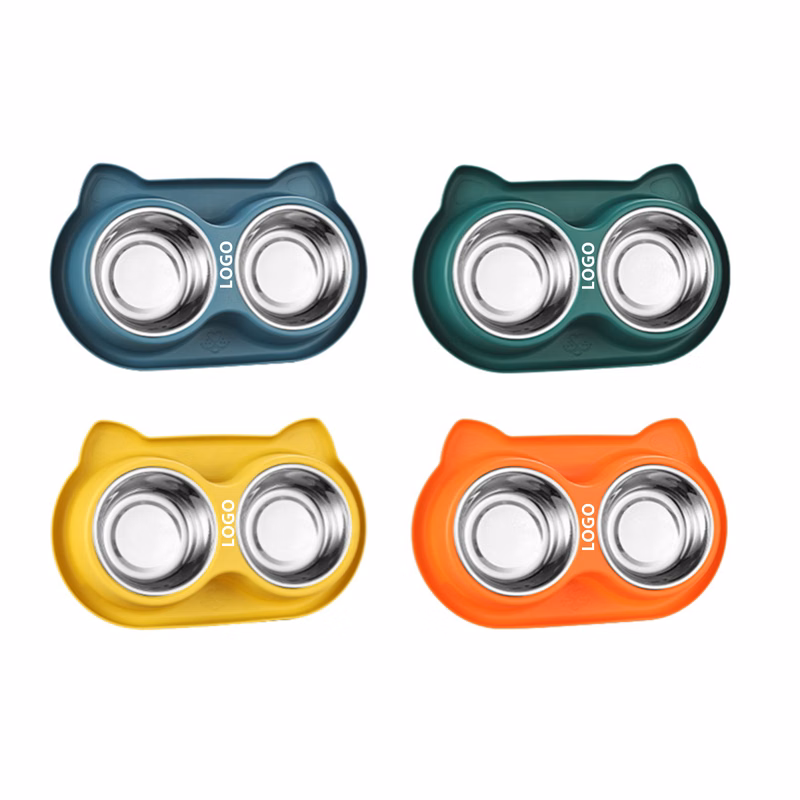 Water And Food Feeder Bowls With Silicone Mat
