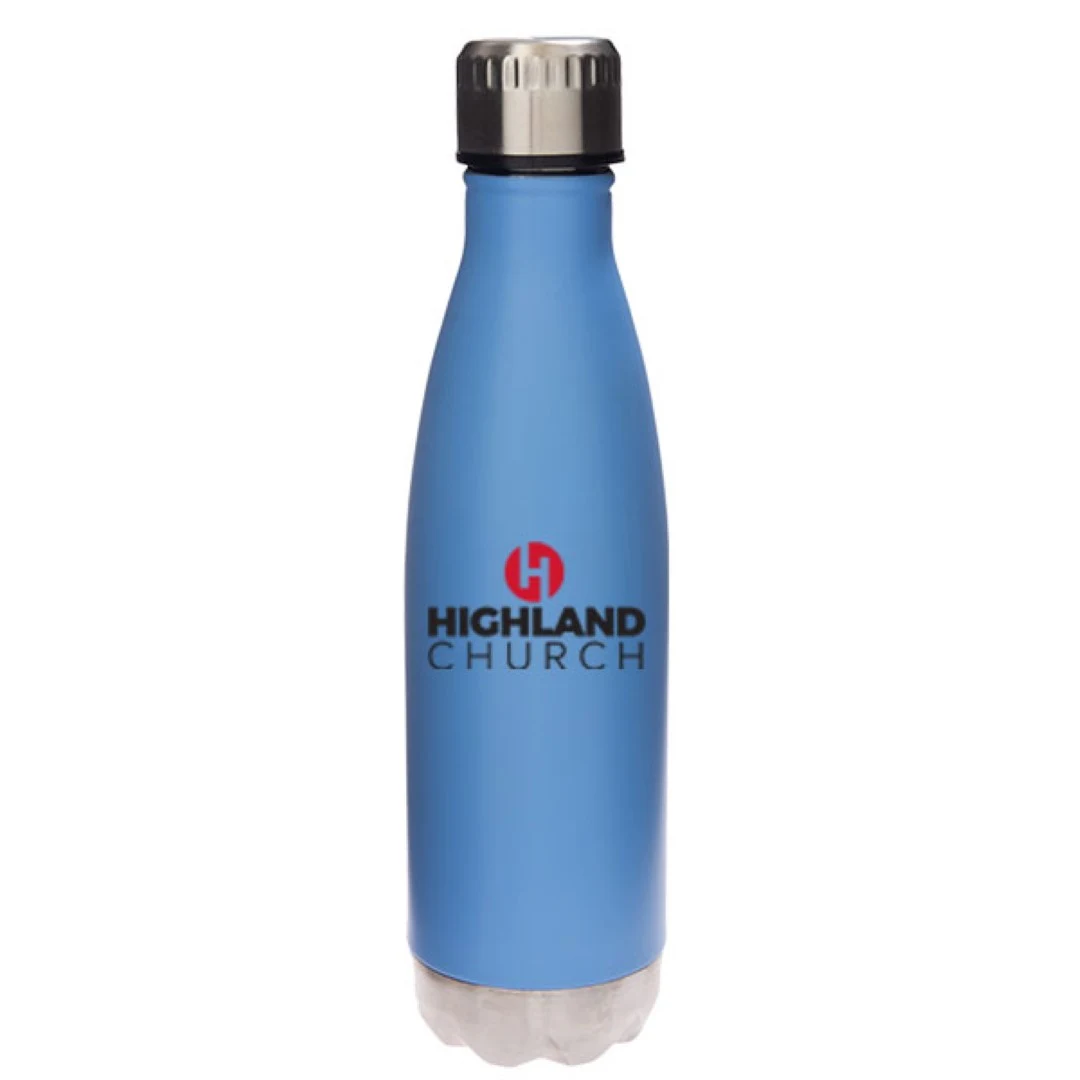 17 oz Glacier Satin Pastel Blue Vacuum Insulated Stainless Steel Double Wall Sports Water Bottle, custom water bottle with logo imprint 1