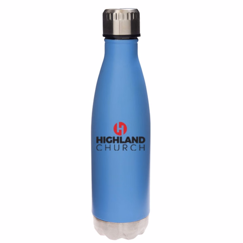 17 oz Glacier Satin Pastel Blue Vacuum Insulated Stainless Steel Double Wall Sports Water Bottle