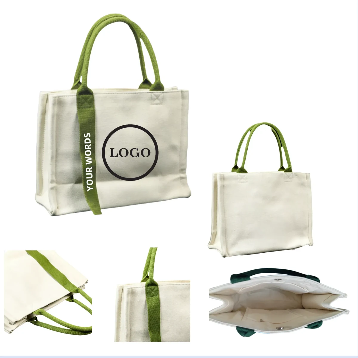 Three-Layer Canvas Tote Bag With Ribbon 1