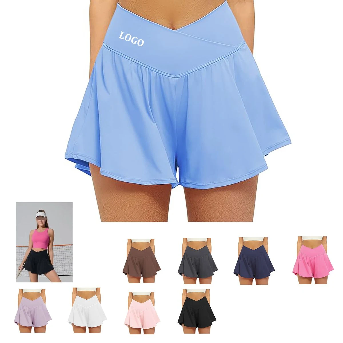 Women's Waisted Butterfly Tennis Shorts 1
