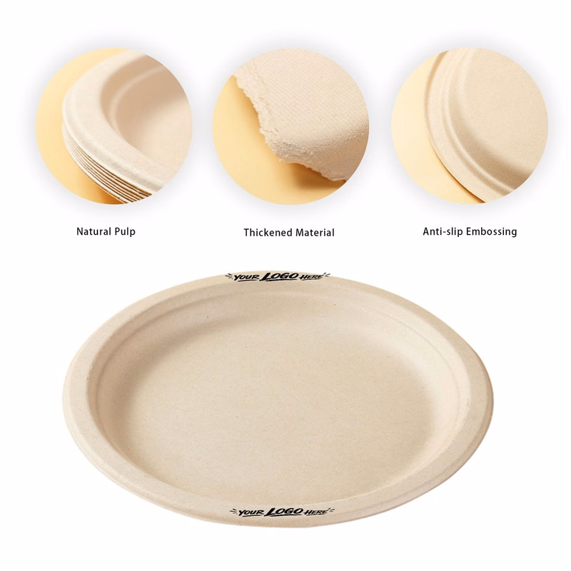 8in Sugarcane Compostable Disposable Paper Plates