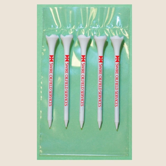 Golf Tee Poly Bag Pack w/ Five 3 1/4" Aerodynamic Tees 1