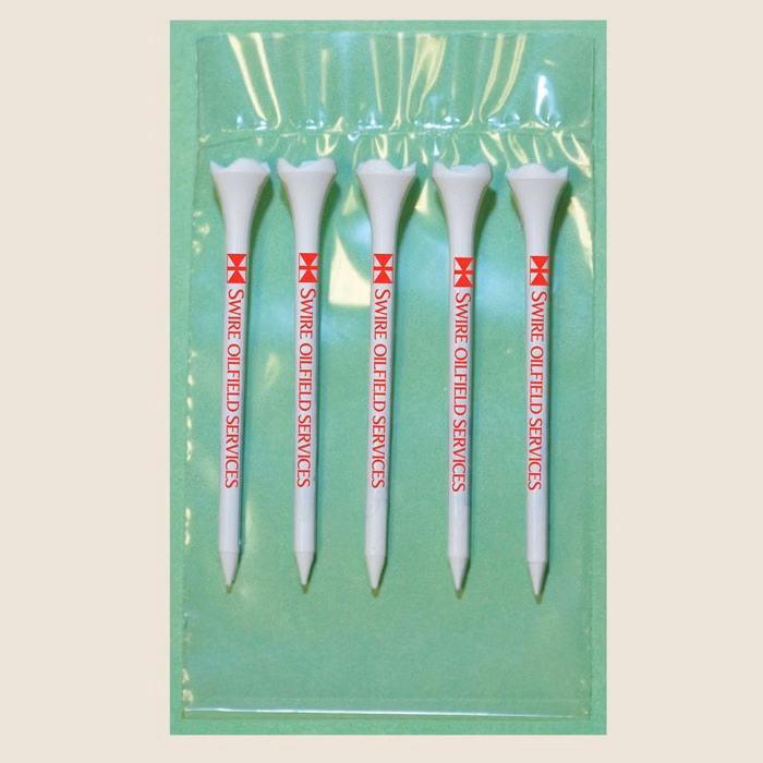 Golf Tee Poly Bag Pack w/ Five 3 1/4" Aerodynamic Tees
