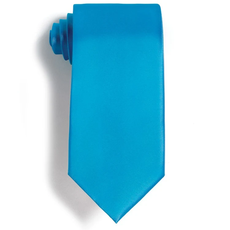 Turquoise Polyester Satin Tie 1