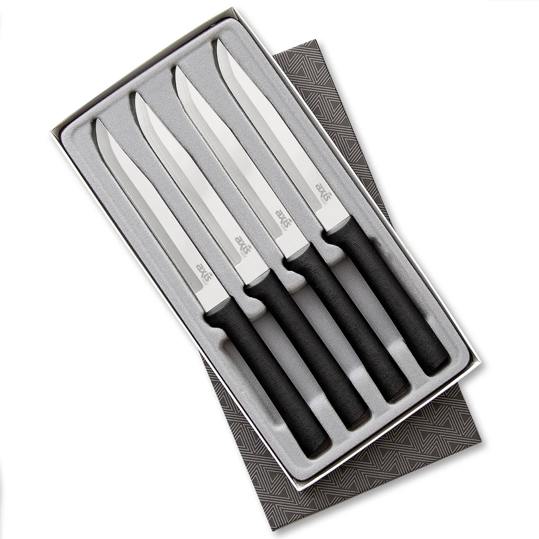 Four Utility/Steak Knives Gift Set w/ Black Handle 1