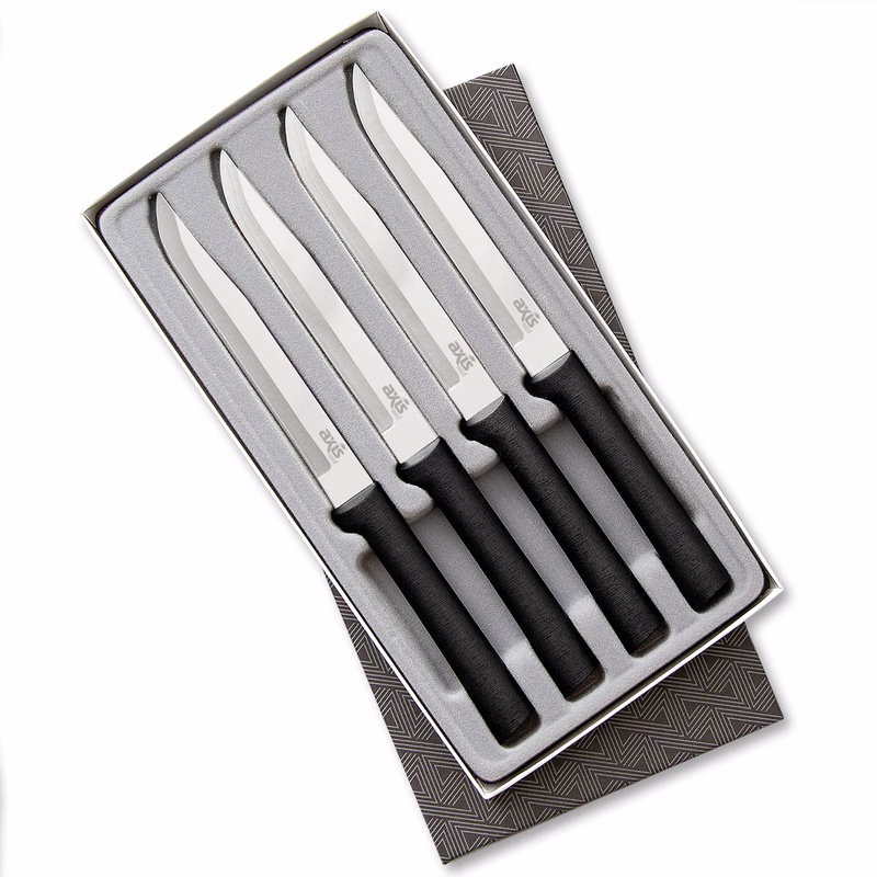 Four Utility/Steak Knives Gift Set w/ Black Handle
