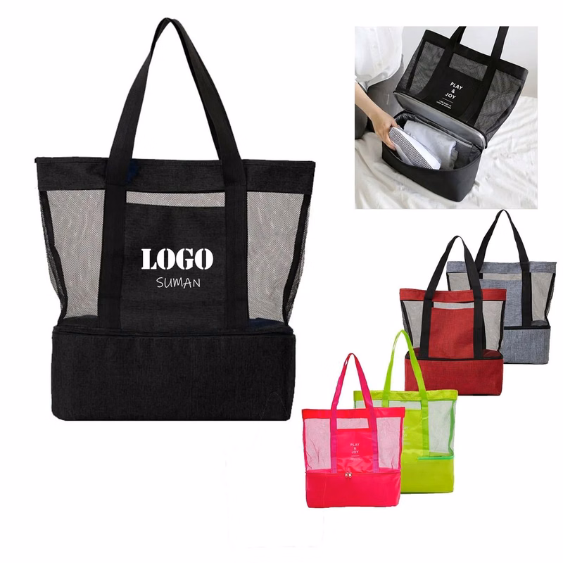 Mesh Beach Tote Bag With Cooler