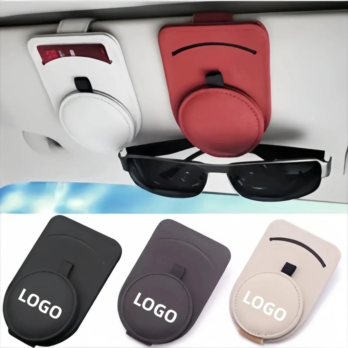 Leather Car Visor Sunglasses Holder 1