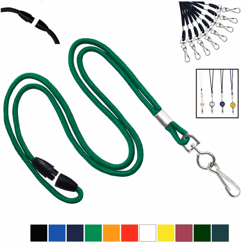 1/8" Round Braid Cord Breakaway Lanyard with Swivel J-Hook