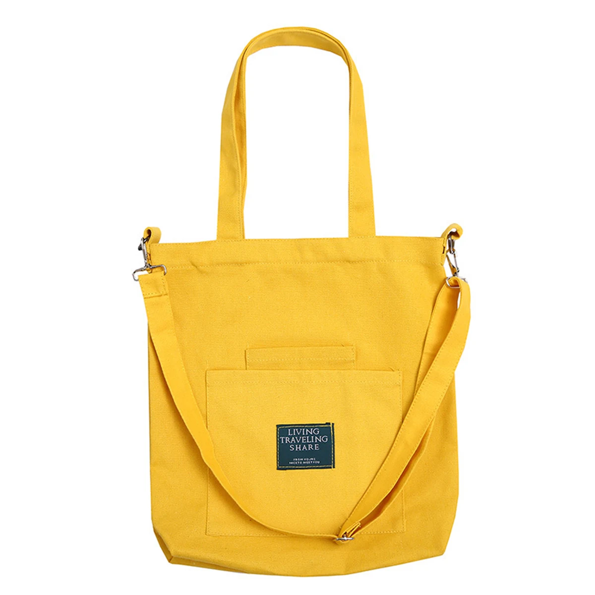 Bright Yellow Color Canvas Tote Handbag 1