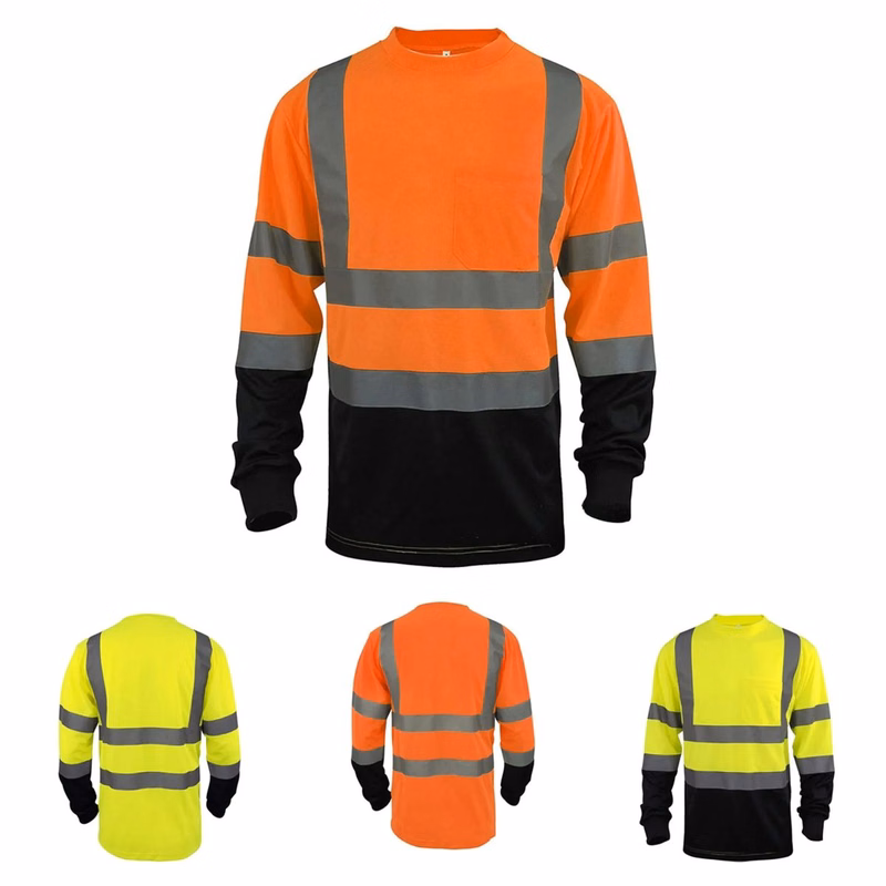 High Visibility Heavy-duty Long Sleeve Reflective Safety T-S
