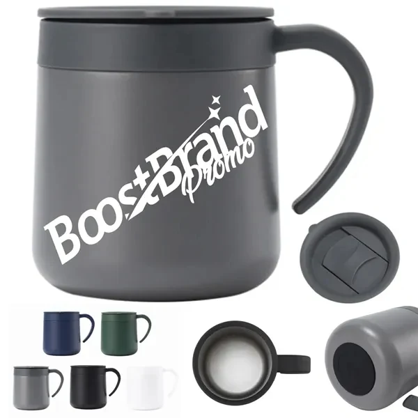 Custom Stainless Steel Coffee Mug with Spill-Resistant Lid — Daily Office Essential 1