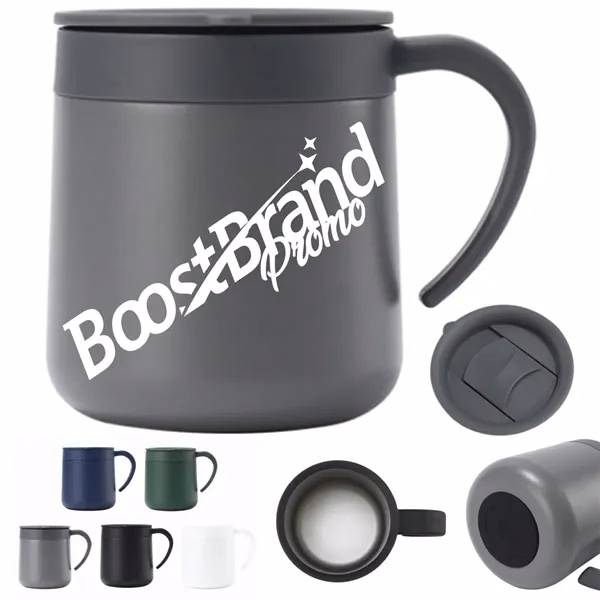 Custom Stainless Steel Coffee Mug with Spill-Resistant Lid — Daily Office Essential