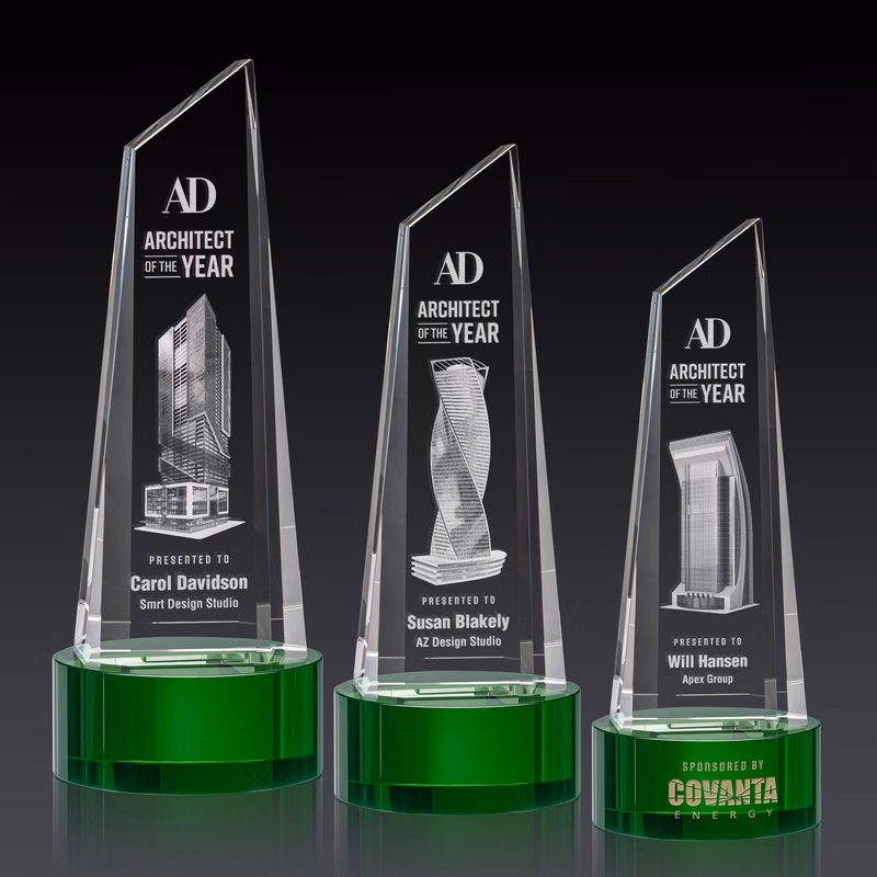 Akron Tower 3D Award on Base - Green