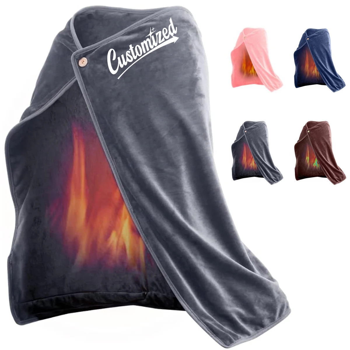 USB Heated Fleece Blanket Shawl with Adjustable Temperature 1