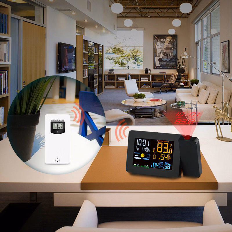 Projection Alarm Clock For Bedrooms With Weather Station