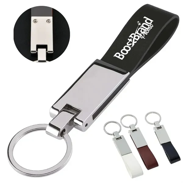 Custom Leather Strap Keychain with Metal Accent — Executive Brand Visibility Piece 1