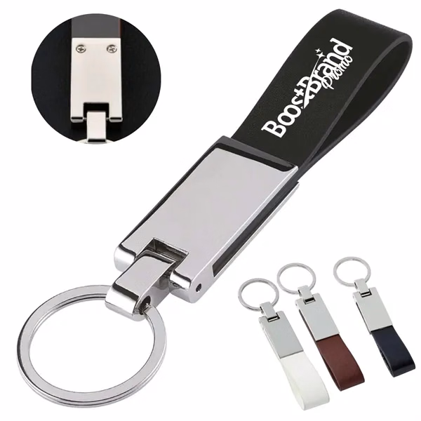 Custom Leather Strap Keychain with Metal Accent — Executive Brand Visibility Piece