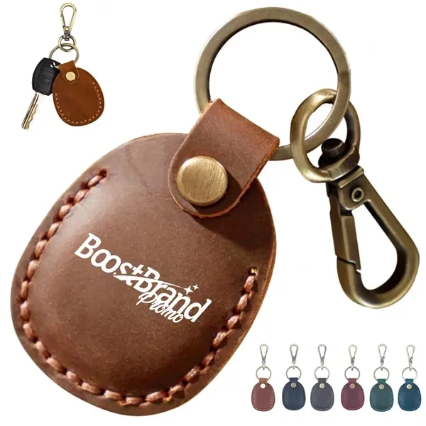 Custom Leather Keychain with Metal Carabiner Clip — Executive Professional Accessory 1