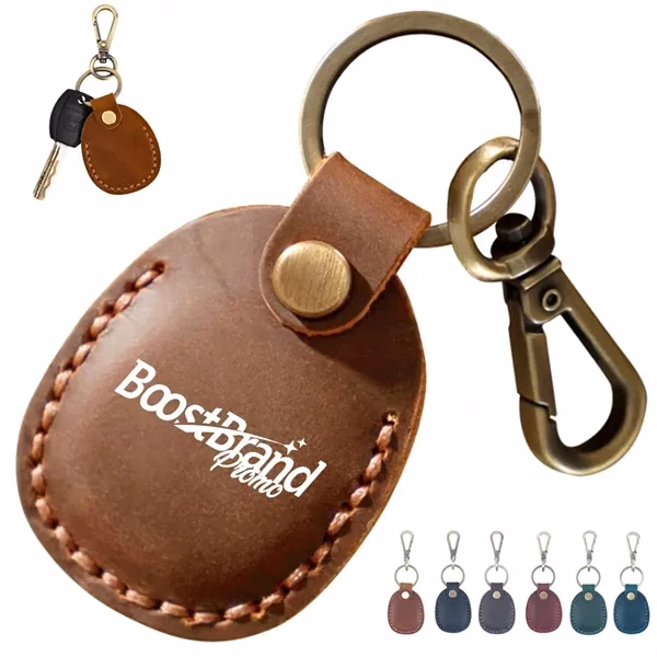 Custom Leather Keychain with Metal Carabiner Clip — Executive Professional Accessory