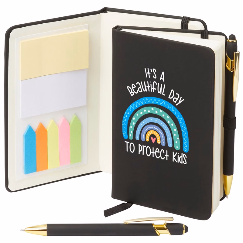 Custom 4" x 6" Jotter With Sticky Notes & Stylus Pen