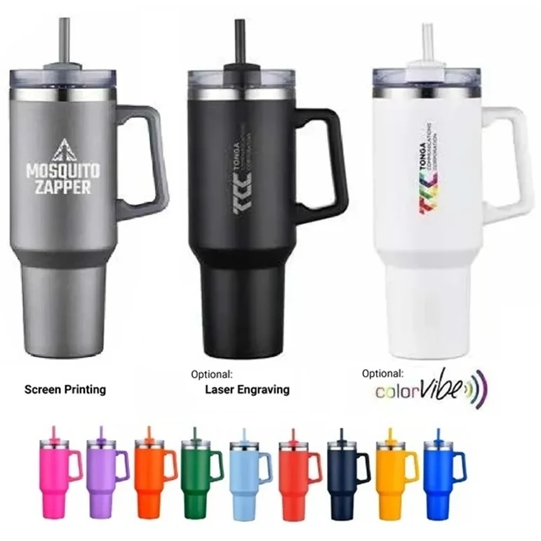 40 oz SipTek Vacuum Mug with Straw 1C 1