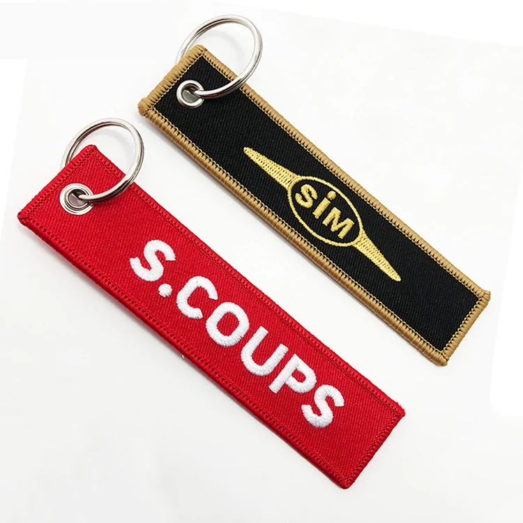 Embroidered woven keychain 1