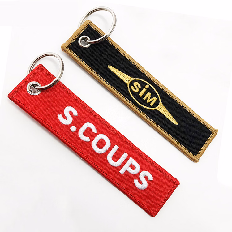 Embroidered woven keychain