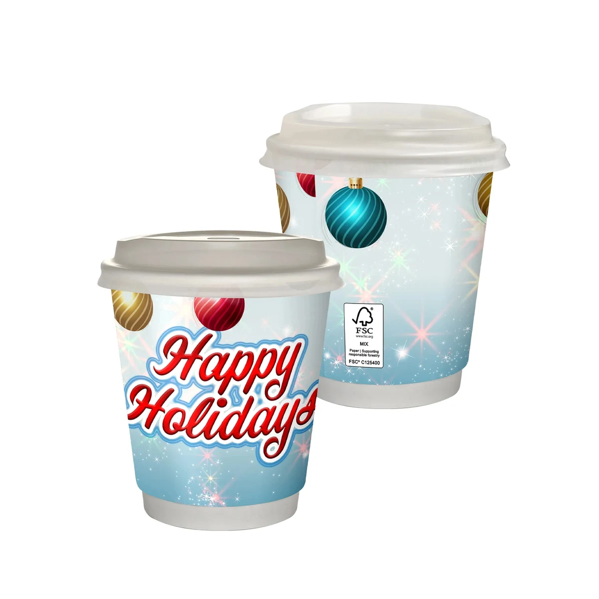 10 oz. Full Color Holiday Insulated Paper Cup With Lid 1