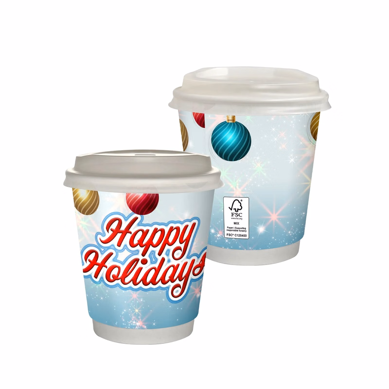 10 oz. Full Color Holiday Insulated Paper Cup With Lid