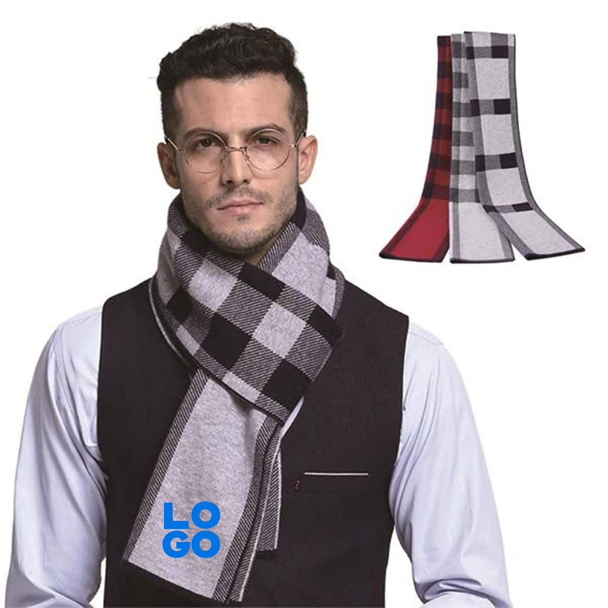 Thickened Plaid Wool Scarf 1