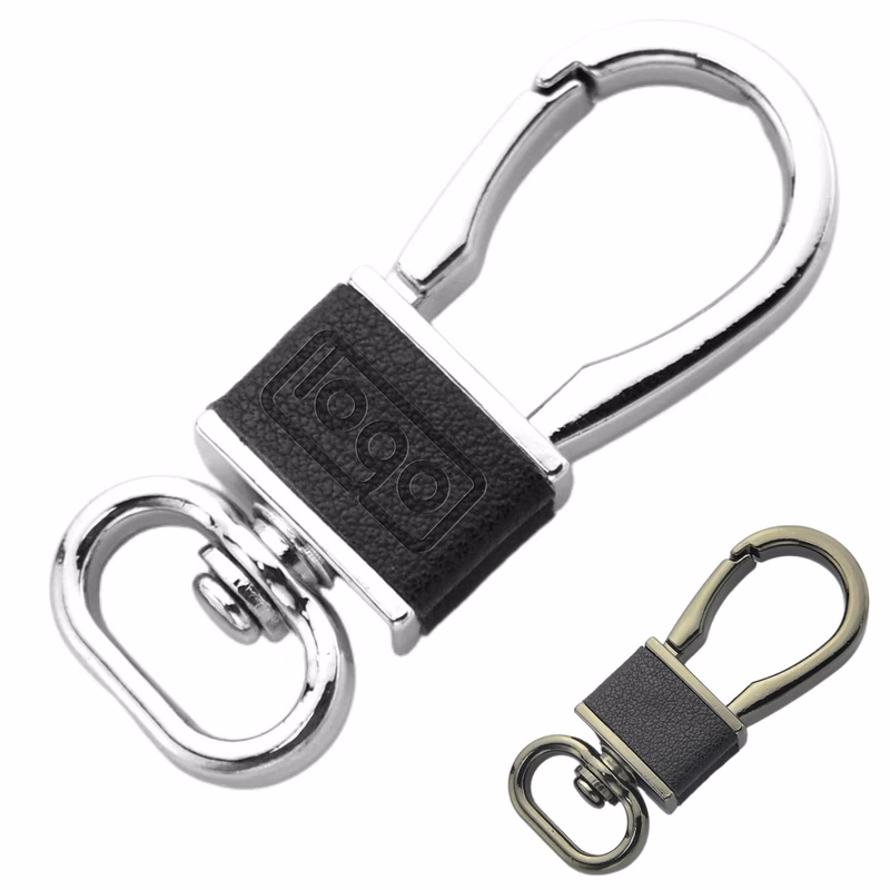 Men PU Leather Metal Key Ring Clip