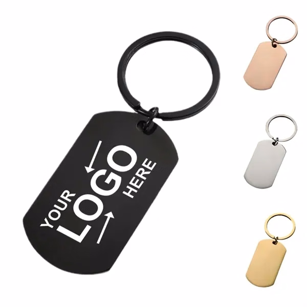 Custom Stainless Steel Rectangular Tag Keychain — Corporate Recognition & ID Badge