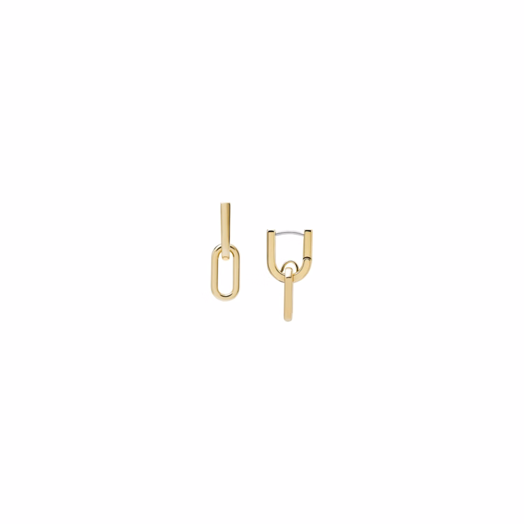 Fossil Heritage D-Link Gold-Tone Stainless Steel Drop Earrings