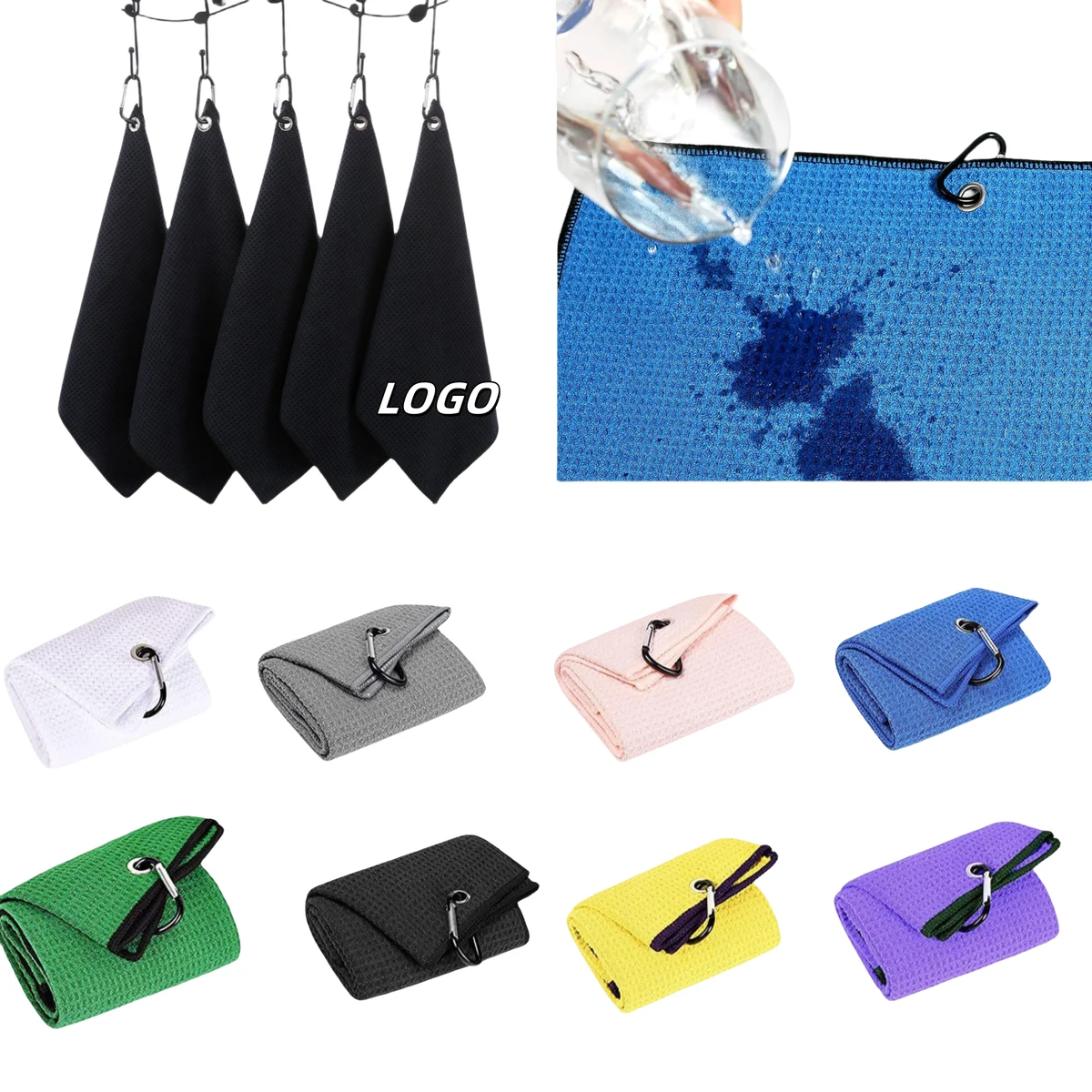 Waffle Pattern Tri-fold Golf Towel 1