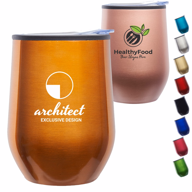 12 oz. Shelby Stemless Glasses W/ Convenient Lid