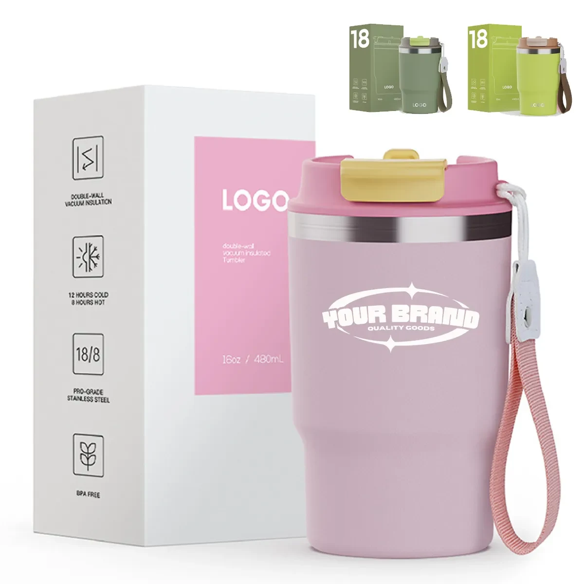 16oz Stainless Steel Tumbler Vacuum Insulated Travel Mug Cup 1