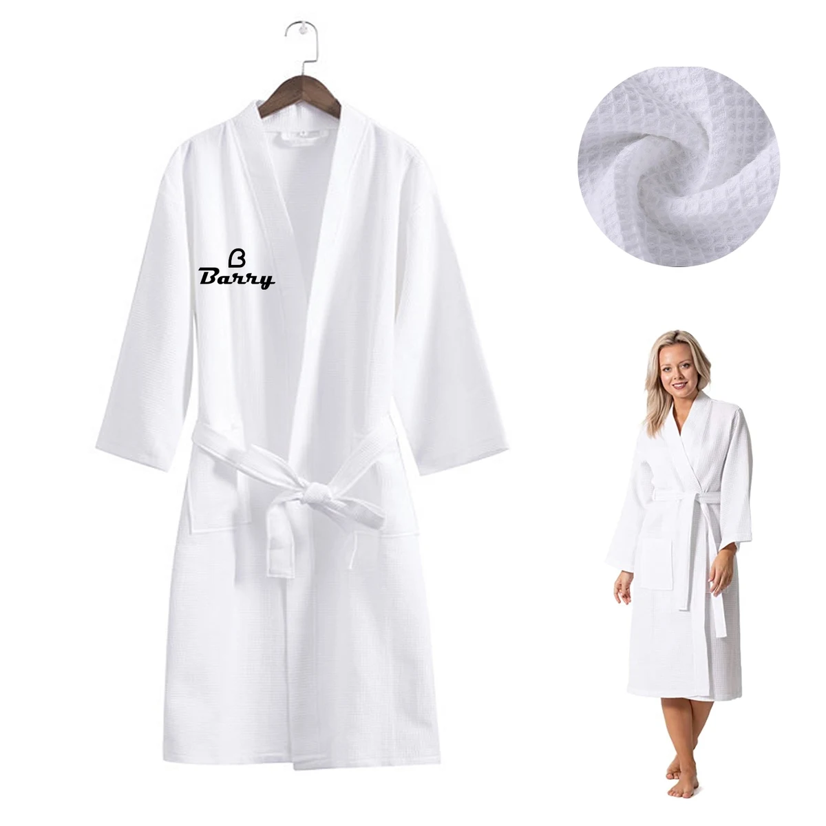 Soft Cotton Waffle Bathrobe 1