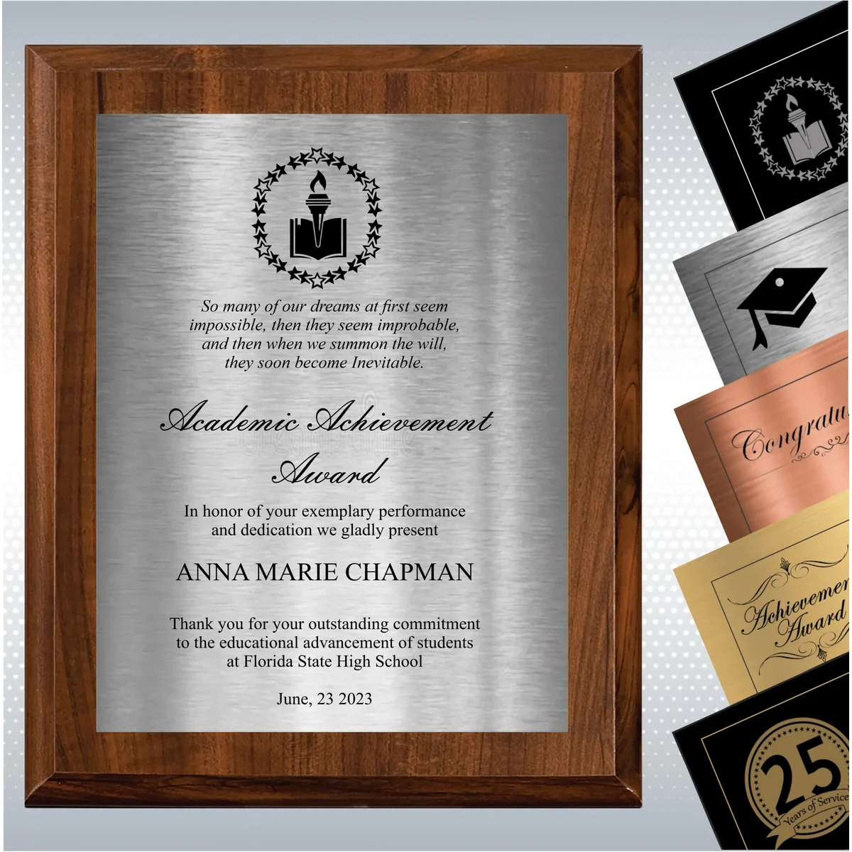 Cherry Finish Academic Achievement Plaque Gift Award 1