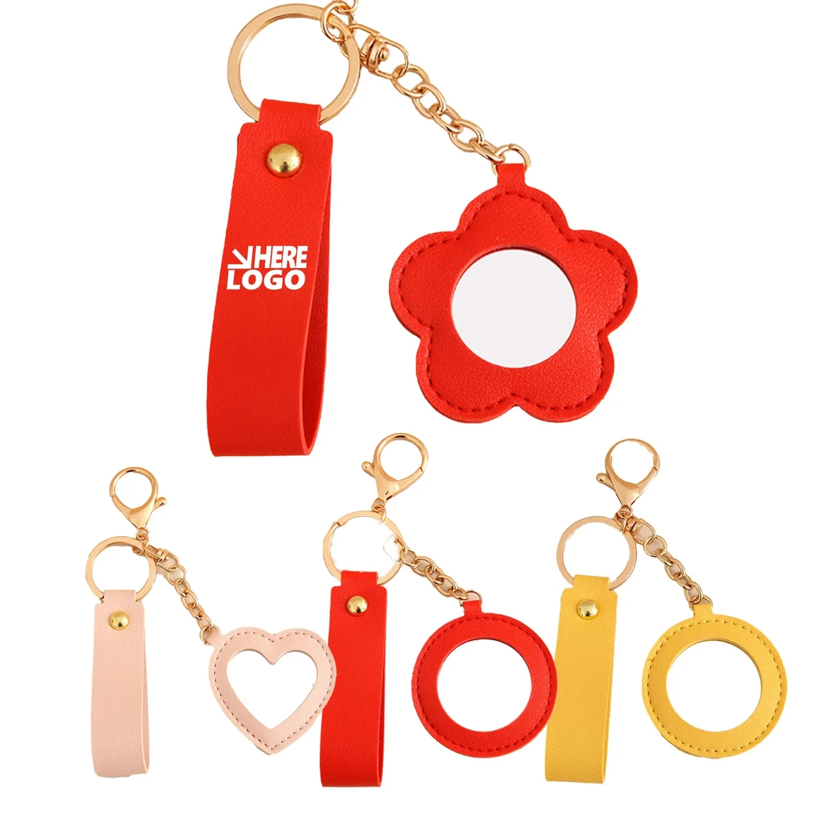 MOQ 20 Lipstick Mirror Keychain PU Leather 1