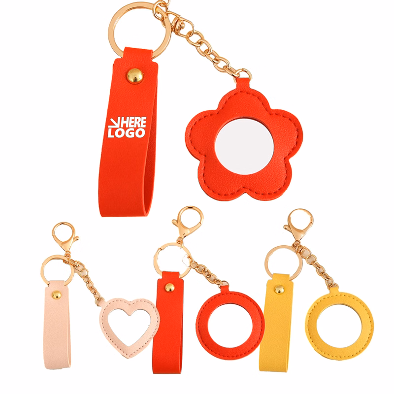 MOQ 20 Lipstick Mirror Keychain PU Leather